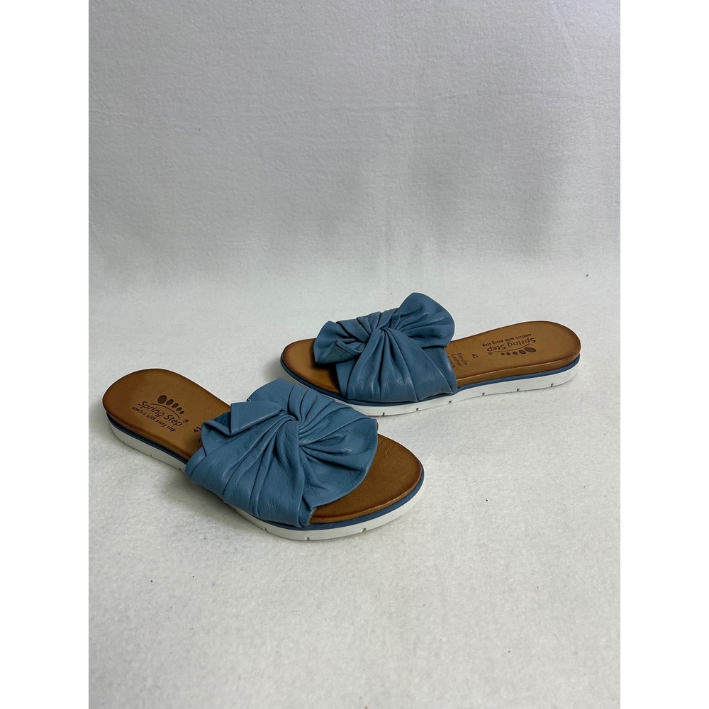 Coastal Boho Spring Step Womens 41 Blue Lavona Twisted Leather Slide Sandals